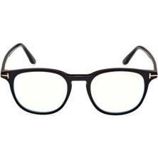 Tom Ford Numarasız Mavi Işık Korumalı Erkek Gözlük – Yuvarlak Siyah Kemik Çerçeve, Mavi Işık Filtreli Cam, UV400 Korumalı FT5832-B 001 50
