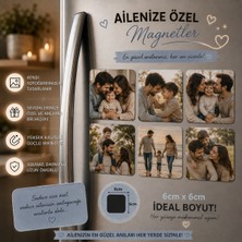 Liya Gift Collection 6'lı Kare Fotoğraf Magneti Aile Fotoğrafları Kişiselleştirilebilir Anı Hediye Seti