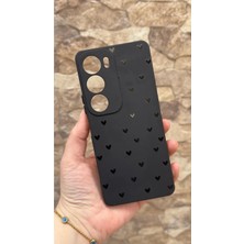 Vip Case Vivo Y19S Uyumlu Mini Siyah Kalp Desenli Silikon Darbe Emici Klasik Korumalı Rubber Kılıf