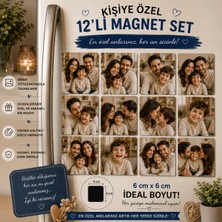 Liya Gift Collection 12'li Kare Fotoğraf Magneti Anne Baba Erkek Çocuğa Kişiselleştirilebilir Aile Hediye Seti