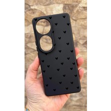 Vip Case Vivo V40 5g Uyumlu Mini Siyah Kalp Desenli Silikon Darbe Emici Klasik Korumalı Rubber Kılıf
