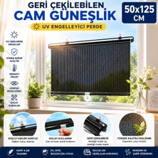 Coofbe 50X125 cm Geri Çekilebilen Araç Içi Ön Cam Güneşlik, Ev Tipi Cam Güneşlik Uv Engelleyici