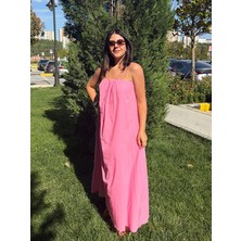 NN Sister Büzgü Detaylı Askılı Maxi Elbise