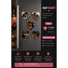Liya Gift Collection 5'li Kalp Fotoğraf Magneti Sevgiliye Kişiselleştirilebilir Romantik Aşk Anısı Hediyesi