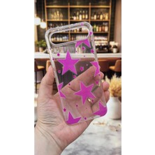 Vip Case Tecno Spark Slim Uyumlu Pembe Yıldız Desenli Şeffaf Darbe Emici Kamera Korumalı Clear Kılıf