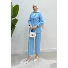 Tesettür Diyarı Blazer Ceket Pantolon Tesettür Takım- Mavi