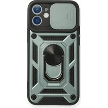 Sepetopia Apple iPhone 12 Kılıf Pars Lens Yüzüklü Silikon - Yeşil