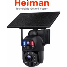 Heiman HM-872 6mp 36X Zoom Alarm Işıklı 2 Kameralı Solar Ptz 4g Sim Kartlı Kamera