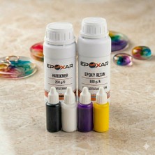 Epoxar 750G Şeffaf Epoksi Reçine Kit + 4'lü Renkli Pigment Boya Avantaj Paketi(Beyaz,siyah,menekşe,sarı)80 ml