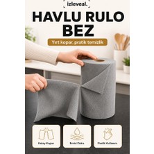 Afloia Rulo Temizlik Bezi Gri Çok Amaçlı Yıkanabilir Emici Mutfak Ev Bezi Pratik