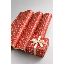 Yılbaşı Temalı Hediye Paketleme Kağıdı Kırmızı 50 x 70 cm 8 Adet