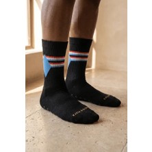 Bony Socks Unisex Şeritli Padel Siyah Soket Çorap