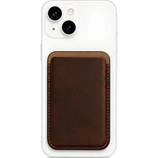 Velvoria iPhone 13 Mini Premium  Hakiki Deri Cüzdan Magsafe Vintage Kahverengi