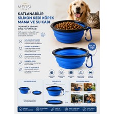 Mersi Shop Katlanabilir Silikon Kedi Köpek Mama ve Su Kabı | Taşınabilir Seyahat Evcil Hayvan Kabı