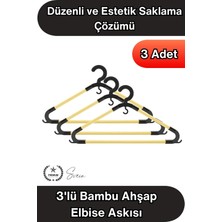Svein #askı 3'lü Bambu Ahşap Elbise Askısı Yetişkin Doğal Ahşap Kaymaz Dayanıklı Kıyafet Askılığı Gömlek Ceket Pantolon Elbise Dolap Düzenleyici Askı Seti