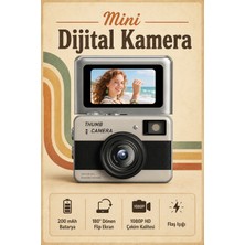 Seyutech Retro Mini Dijital Kamera 1080P Hd 1.47 Inç Flip Ekranlı Flaşlı Selfie Video Vlog Kamerası