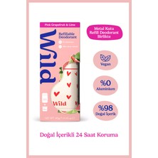 Wild %98 Natural Stick Deodorant Kutu + Refill Paketi - Love Heart Case + Pink Grapefruit & Lime 40 G.