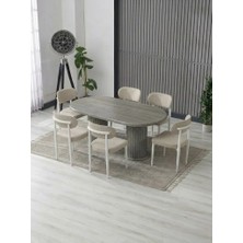 JoyMassa Aura Bohem Masa Takımı 90X180 Mdf Masa ve 6 Adet Polo Sandalye