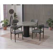 JoyMassa Lina Bohem 90X90 Beyaz Yuvarlak Masa & 4 Polo Sandalye Seti