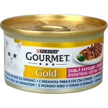Gourmet Gold Sos Içinde Okyanus Balığı ve Ispanaklı Kedi Konservesi 85GR Lezzetli Ödül Unisex Yaş