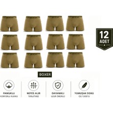 Abani Classic 12’lı Paket Erkek Boxer Külot  Asker Iç Çamaşırı - Terletmeyen Nefes Alan Kumaş Haki