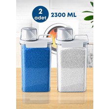 Ahlat Store 2 Adet Sızdırmaz Depolama Erzak Bakliyat Deterjan Saklama Kutusu- Ölçekli Kap 2300 ml