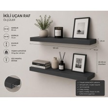 Çağla Design Uçan Raf Modeli Antrasit 2 Li