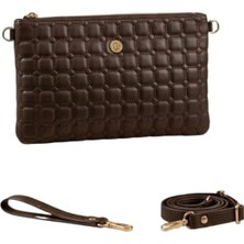 Wikidays.s Moda Trendi Kare Kapitone Desenli Kadın El ve Omuz Çantası Portföy Clutch (Orta Boy)
