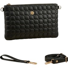 Wikidays.s Moda Trendi Kare Kapitone Desenli Kadın El ve Omuz Çantası Portföy Clutch (Orta Boy)