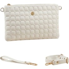 Wikidays.s Moda Trendi Kare Kapitone Desenli Kadın El ve Omuz Çantası Portföy Clutch (Orta Boy)