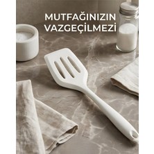 Moon Dizayn Yanmaz Yapışmaz Beyaz Silikon Spatula