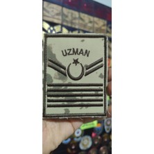 Çukurova Ütü Çöl Desenli Jandarma Uzman Çavuş 5 Kademeli 12 cm x 9 cm Nakış Rütbe