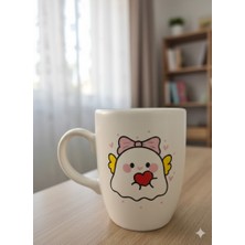 Palto Tasarım Sevimli Hayalet Krem Oval Kupa - Hediyelik Kupa Fincan Mug