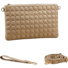 Wikidays.s Moda Trendi Kare Kapitone Desenli Kadın El ve Omuz Çantası Portföy Clutch (Orta Boy)