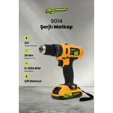 Reschmann R-9014 Profesyonel Şarjlı Matkap Vidalama - 21V 26 Nm Çift Akülü Darbeli Vidalama Makinesi
