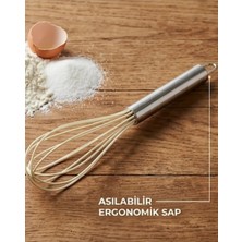 Moon Dizayn Çelik Saplı Beyaz Silikon Çırpma Teli