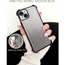 HONTINGA iPhone 15 Plus Uyumlu Pırıltı Tozu Kılıf Kamera Koruyucu Düşüme Önleyici Kamera Korumalı Silikon Telefon Kılıfı
