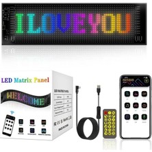 Oto Aksesuarcım LED Matrix Panel Orta Boy Dijital Kayar Rgb Ekran Kumandalı Mobil Uygulamalı 60X12 cm