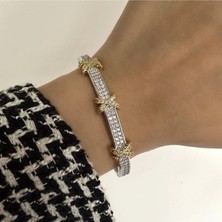 OkkoStore Silver Cross Detaylı Kelepçe Bileklik