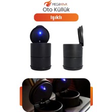 MEGAHAWK Araç Içi Küllük Kapaklı LED Işıklı Oto Küllük Bardaklığa Uyumlu Koku Sızdırmaz