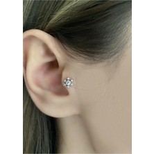 OkkoStore Cerrahi Çelik Kadın Silver Rengi Kar Tanesi Tragus Kıkırdak Piercing