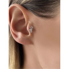 OkkoStore Kadın Baget Taşlı Silver Renkli Kıkırdak Tragus Piercing