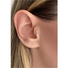 OkkoStore Gold Rengi Şimşek Tragus Piercing Cerrahi Çelik 6mm
