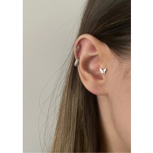 OkkoStore Kadın Silver Rengi Kelebek Tragus Kıkırdak Piercing