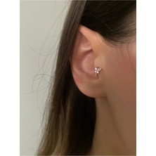 Gesso Jewellery Kadın Pembe Taşlı Kelebek Halka Tragus Piercing