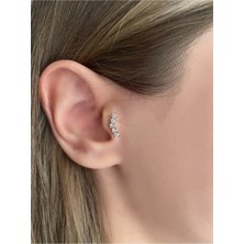 OkkoStore Cerrahi Çelik Kadın Silver Rengi Beş Taş Tragus Kıkırdak Piercing