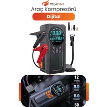 MEGAHAWK Dijital Araç Lastik Şişirme Kompresörü 150 Psı Taşınabilir Hava Pompası LED Ekran