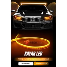 MEGAHAWK 2 Renkli Kayar Sinyalli Far Üstü & Far Içi Gündüz Ledi – 60 cm (Beyaz + Sarı)
