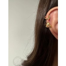 OkkoStore Cerrahi Çelik Kalp Üç Boyutlu Halka Tragus Piercing