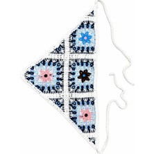 Sibel Günay Butik El Örgüsü Çiçek Motifli Üçgen Saç Bandanası – Bohem Yazlık Bandana